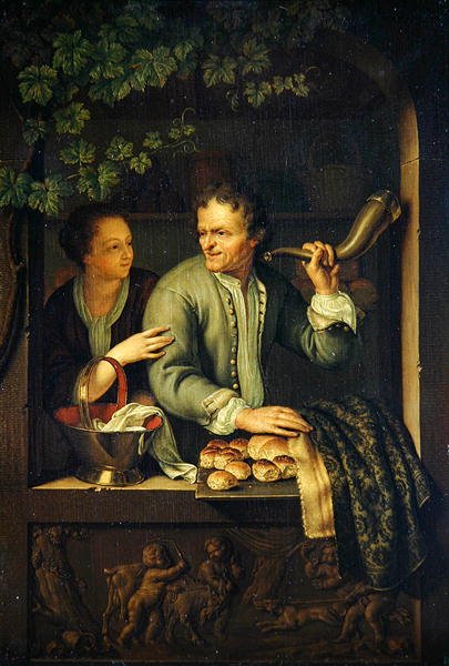 The Baker (olie på eg) af Frans van the Younger Mieris