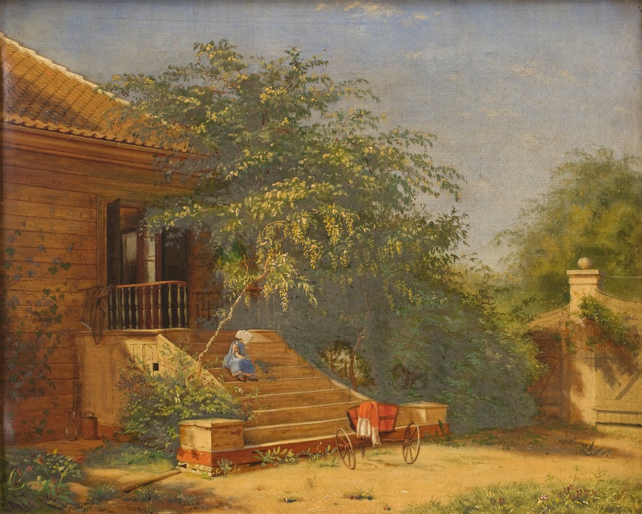The Garden Steps Leading to the Painter Christen Købke Studio at Blegdammen, Copenhagen af Frants Bøe