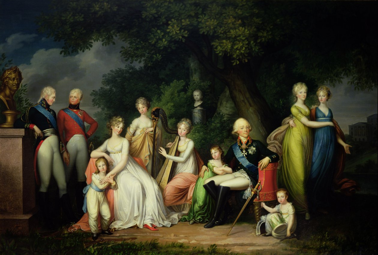 Paul I (1754-1801), Maria Feodorovna (1759-1828) og deres børn, ca. 1800 af Franz Gerhard von Kugelgen