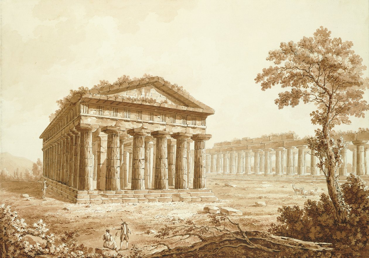 Neptuntemplet og basilikaen ved Paestum af Franz Kaisermaan
