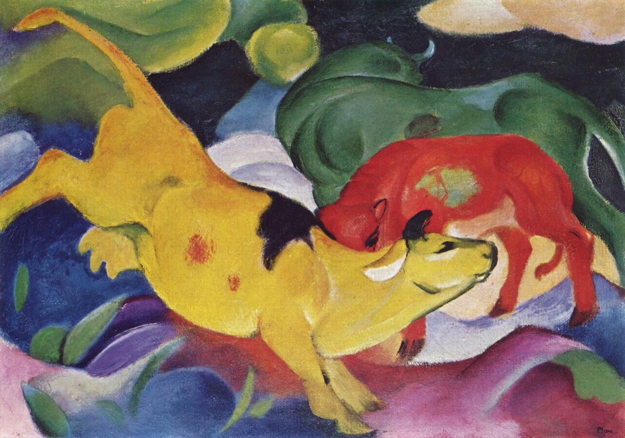  Køer - røde, grønne, gule af Franz Marc