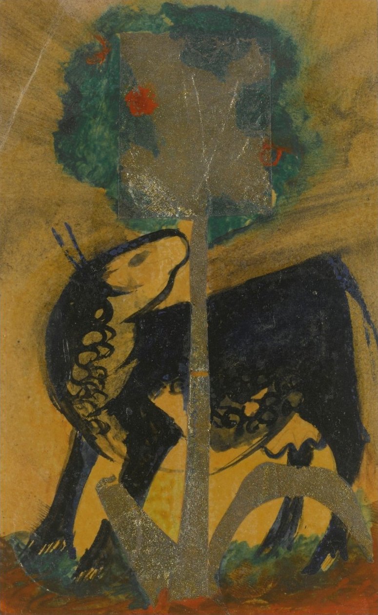 Sort ko bag træ Sort ko bag træ af Franz Marc