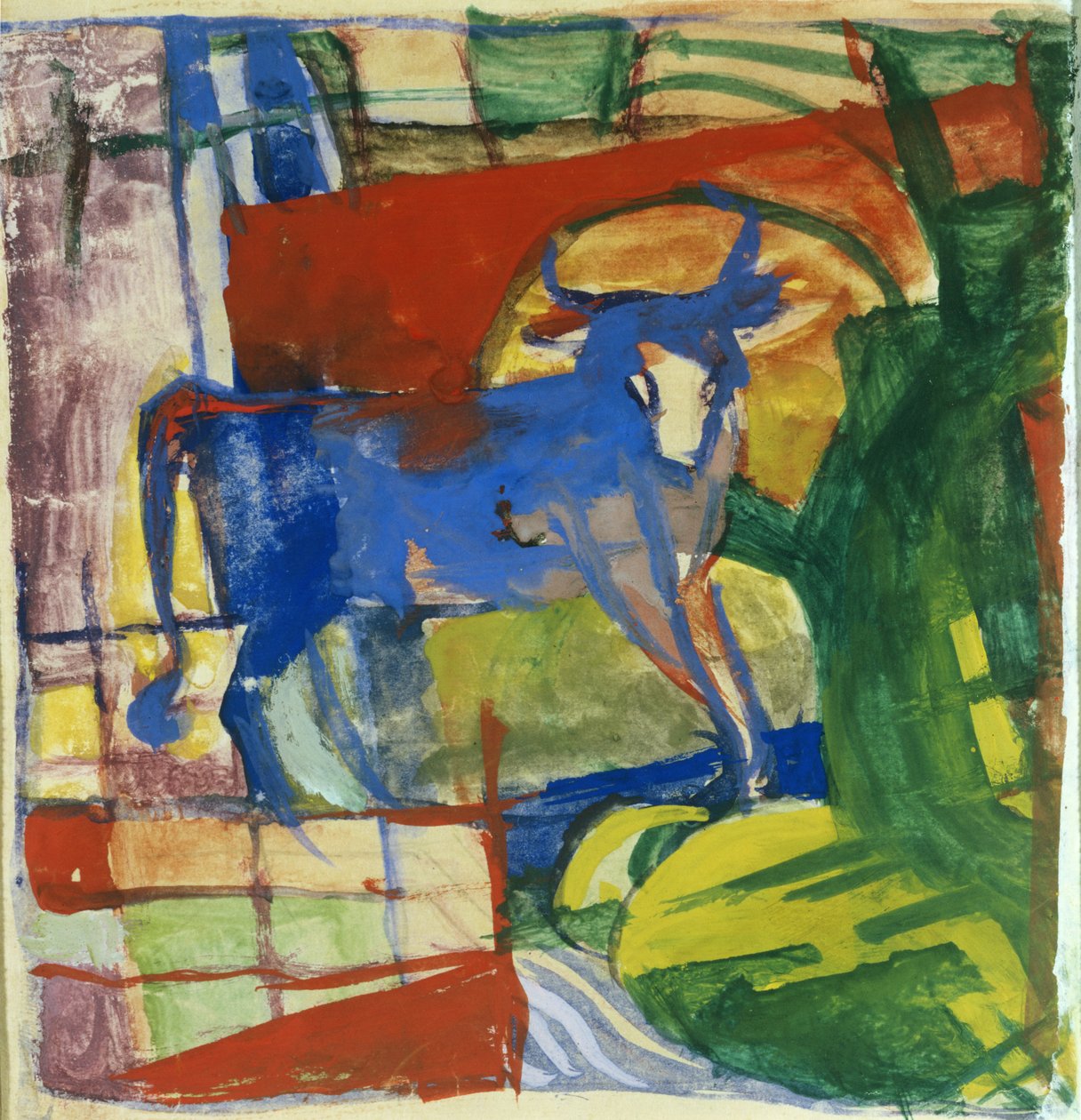 Blå ko, 1914 (tempera på papir) af Franz Marc
