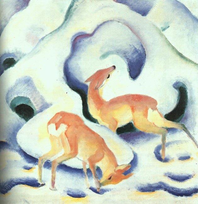 Rådyr i sneen af Franz Marc