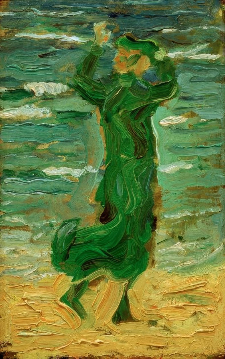 Kvinde i vinden ved havet af Franz Marc