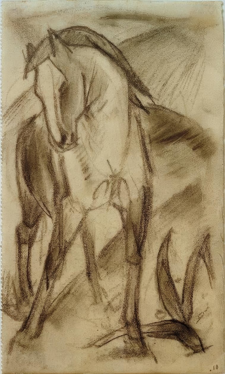 Ung hest i bjerglandskab af Franz Marc