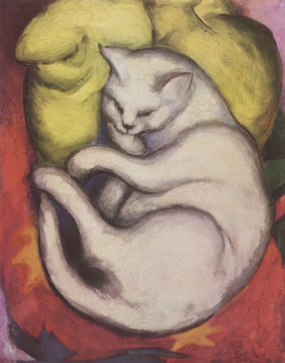 Tømmermænd på en gul pude af Franz Marc