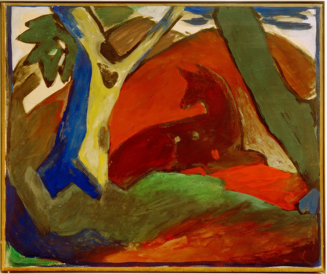 Krøjende rådyr af Franz Marc