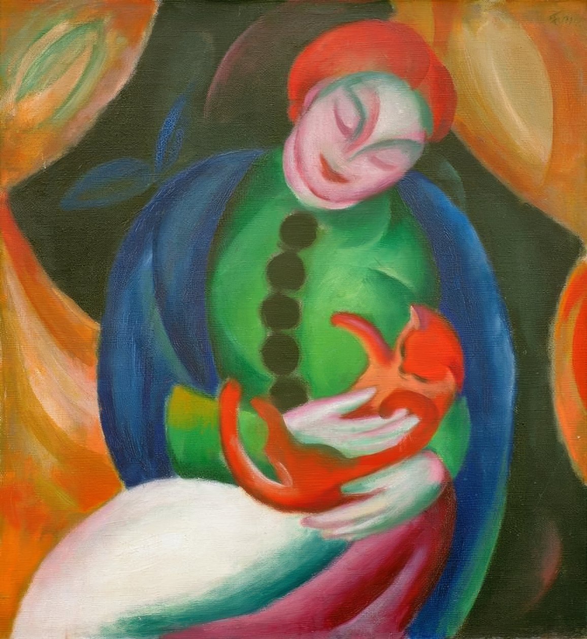 Pige med kat II af Franz Marc