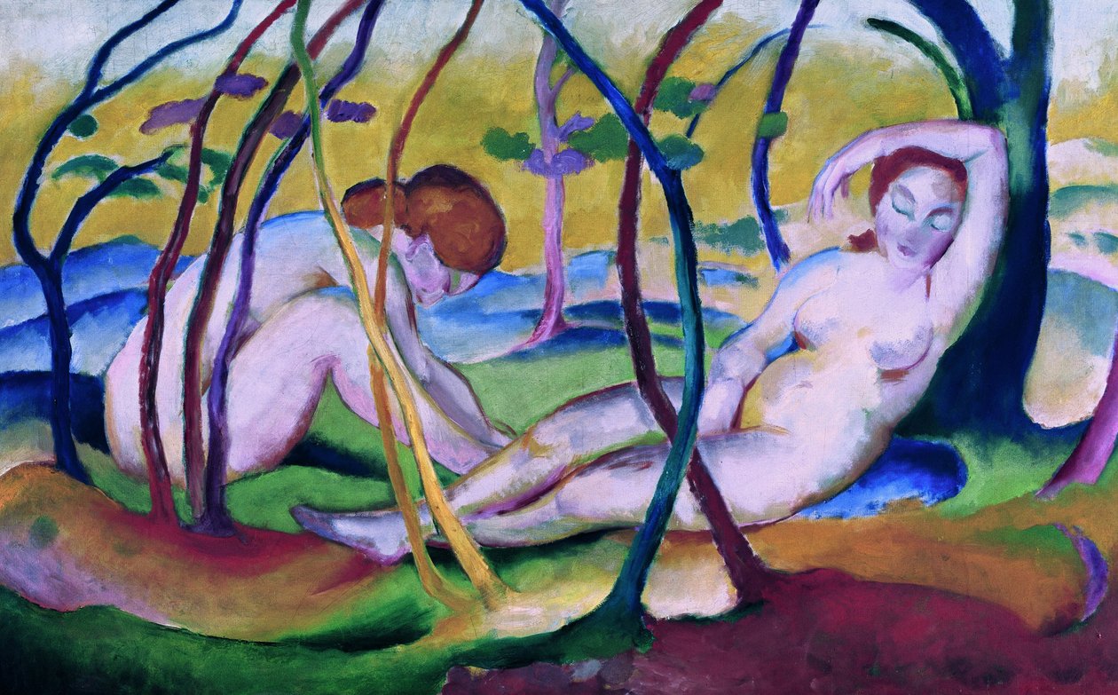 Nøgenbilleder under træer af Franz Marc