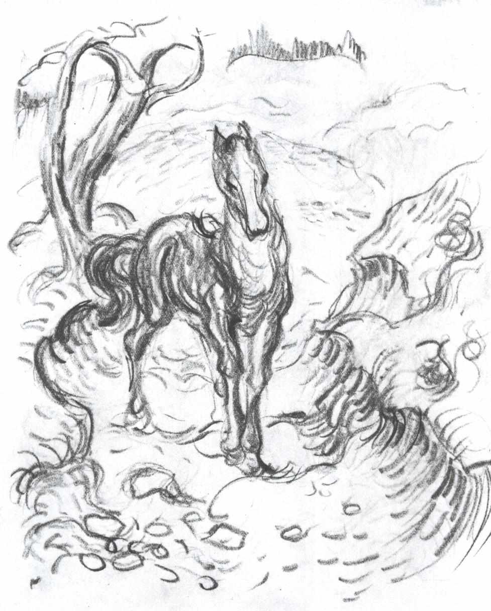 Hest i landskab af Franz Marc