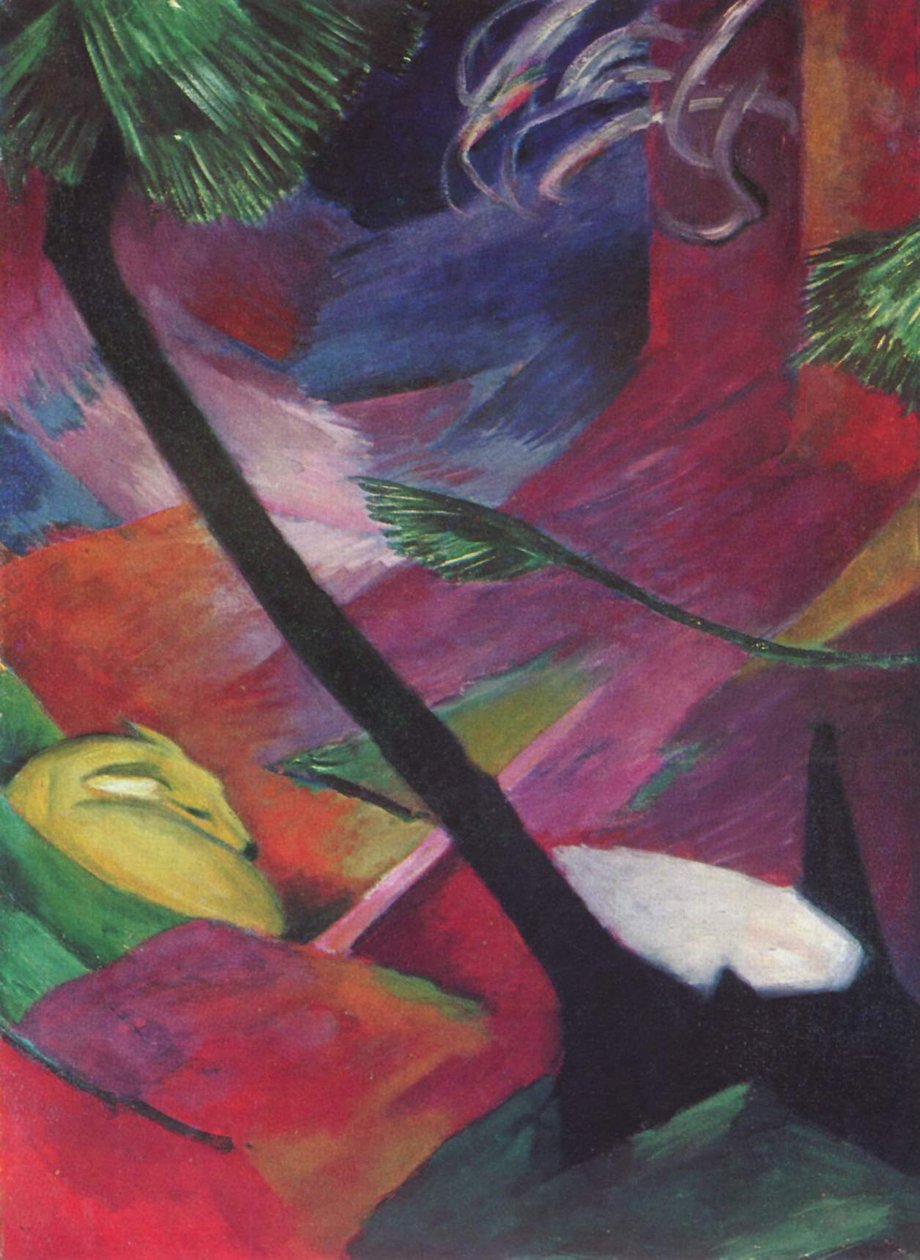 Rådyr i skoven af Franz Marc