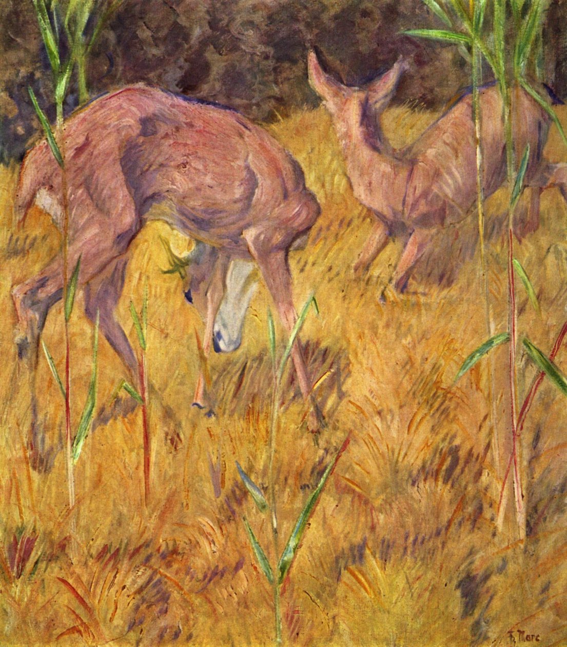 Rådyr i siv af Franz Marc