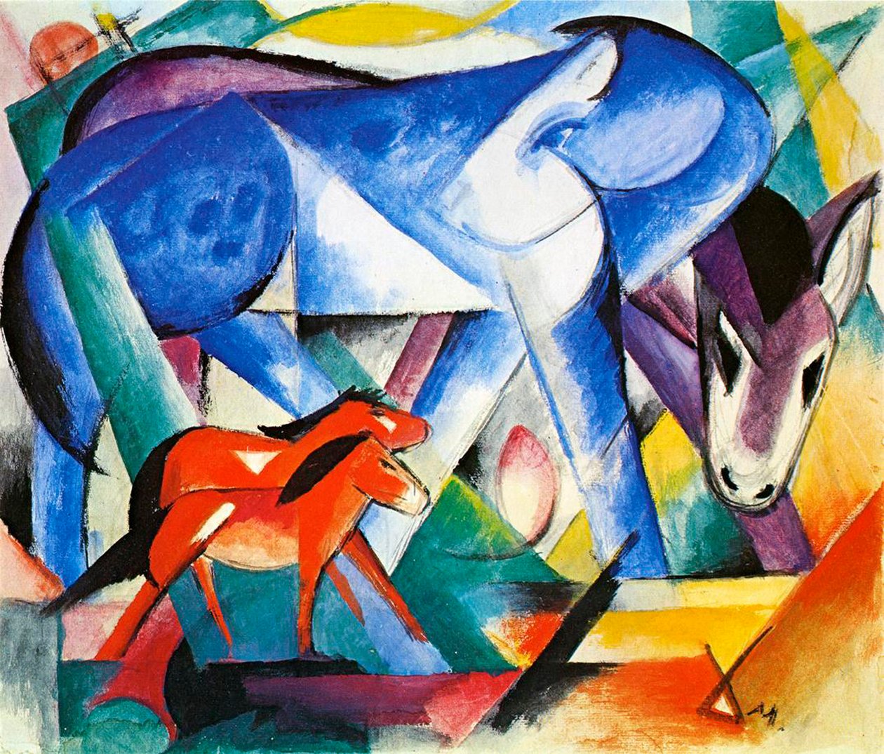 De første dyr, 1913 (tempera på papir) af Franz Marc