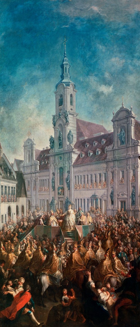 Kroningen af kejserinde Maria Theresia af Østrig (1717-80) i Pressburg, 1768 af Franz Messmer