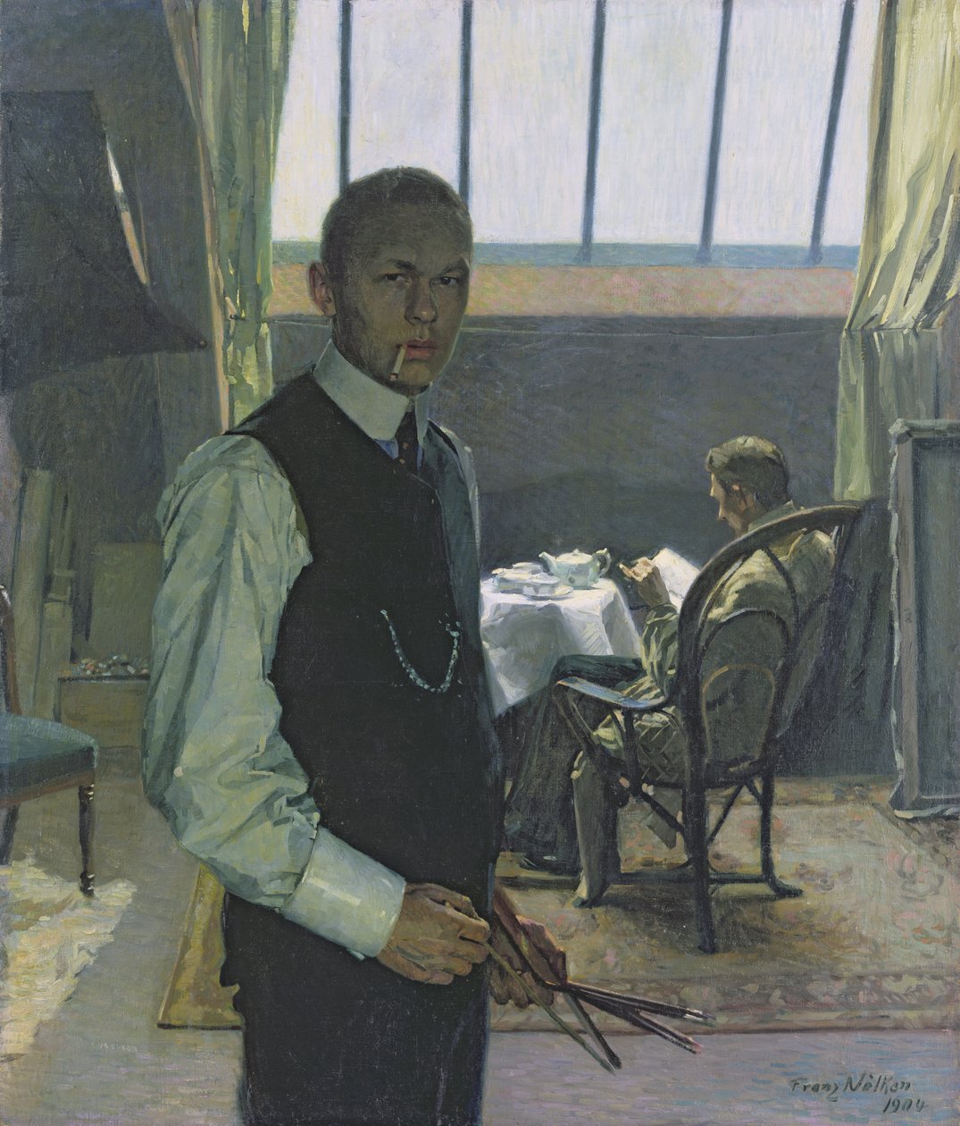 Selvportræt i studiet, 1904 af Franz Nolken