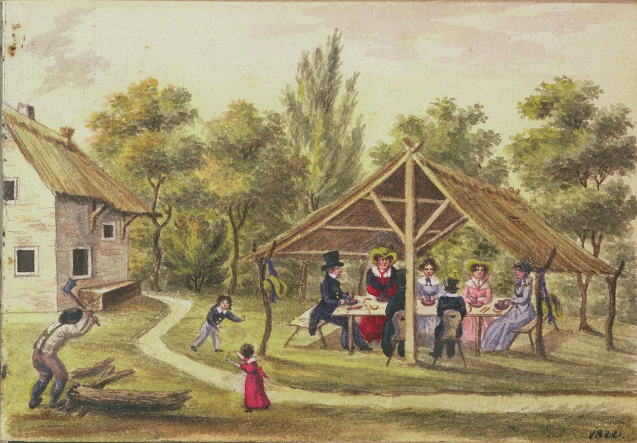 Eftermiddagste på et værtshus fra Carl Baumanns journal skrevet 1813-25, 1822 af Franz Paumgarrten