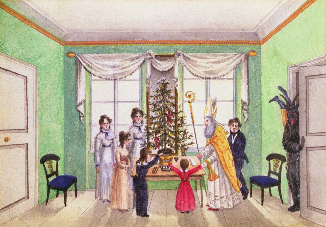 Krampus og St. Nicholas fra Carl Baumanns journal skrevet 1813-25 af Franz Paumgarrten