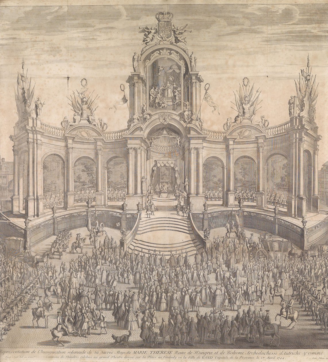 Hyldest til kejserinde Maria Theresa den 27. april 1744 i Gent. af Franz Pilsen