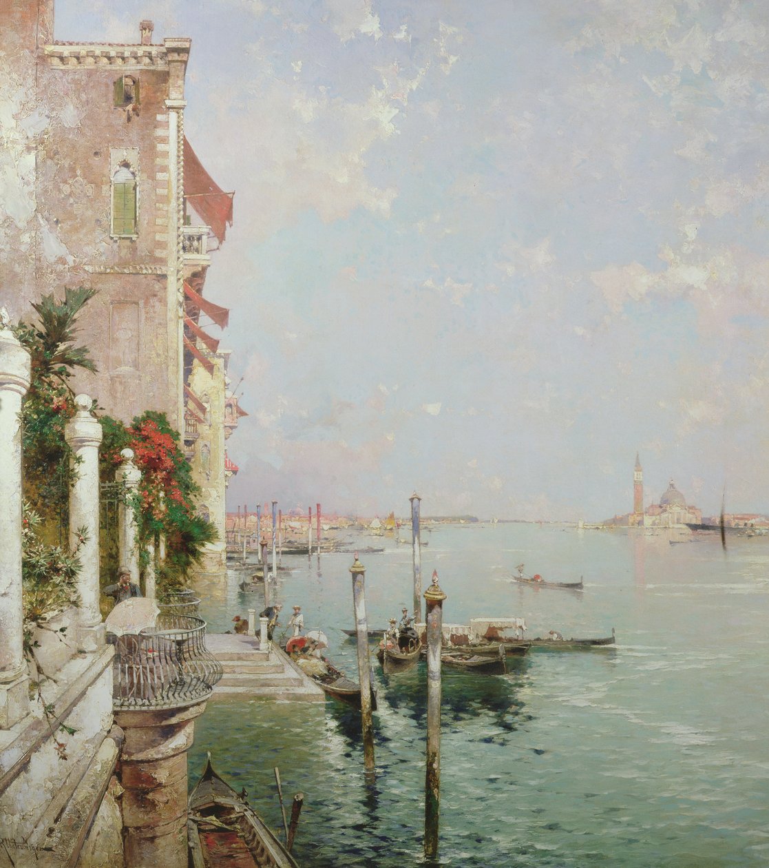 Venedig: Udsigt fra Zattere med San Giorgio Maggiore i det fjerne af Franz Richard Unterberger