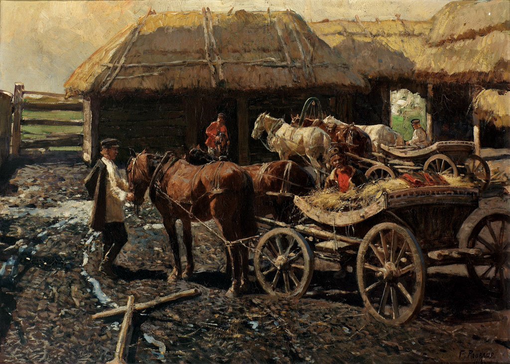 Poststation i Kaukasus af Franz Roubaud