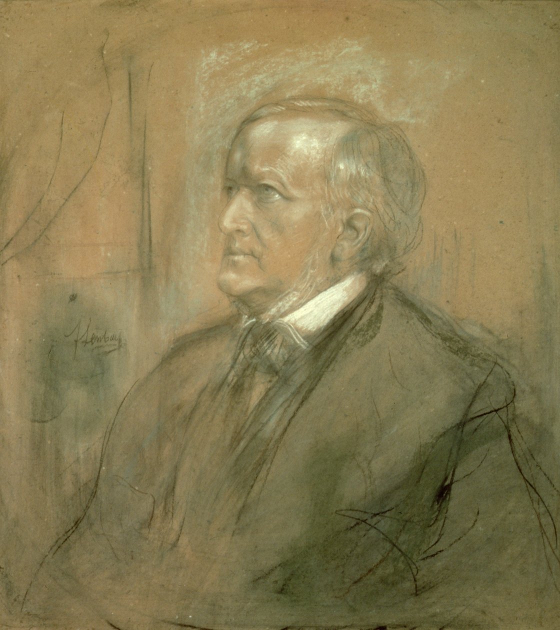 Portræt af Richard Wagner (1813-83) 1868 (blyant og kul forhøjet med hvid) (se også 41968) af Franz Seraph von Lenbach