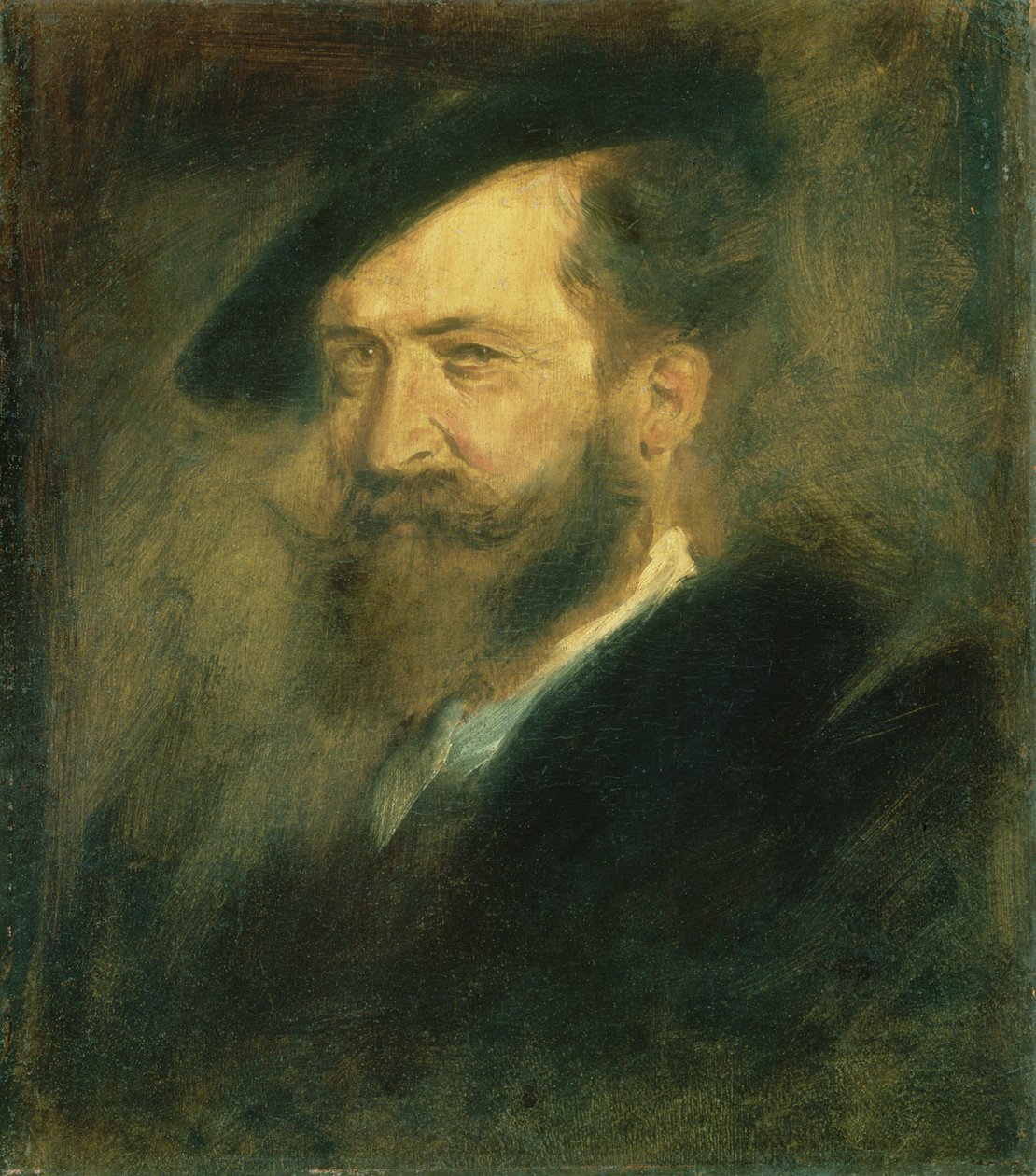 Portræt af kunstneren Wilhelm Busch (1832-1908), ca. 1878 af Franz Seraph von Lenbach