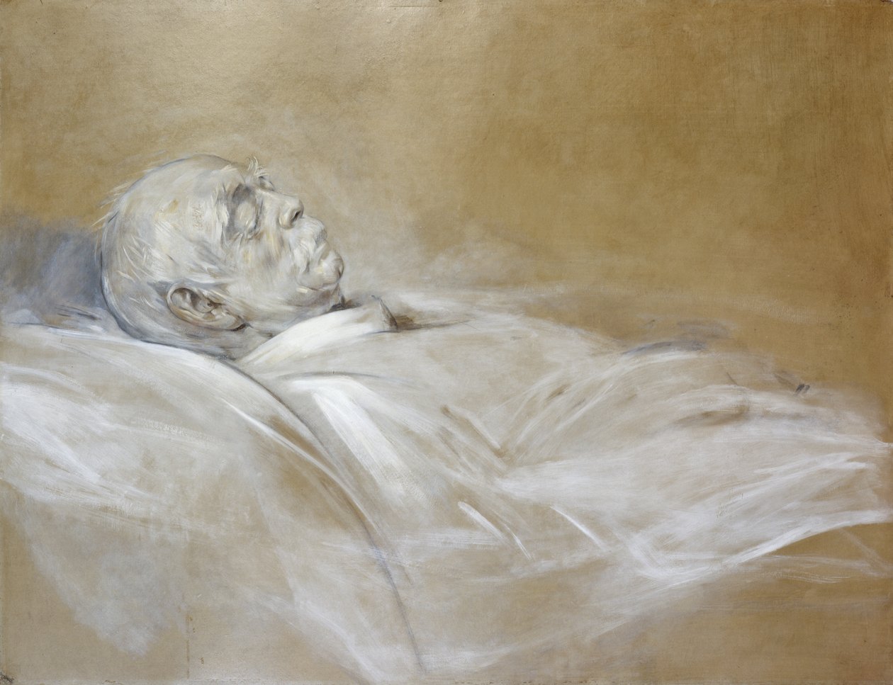 Prins Otto von Bismarck på sit dødsleje, 1898 (kridt på papir) af Franz Seraph von Lenbach