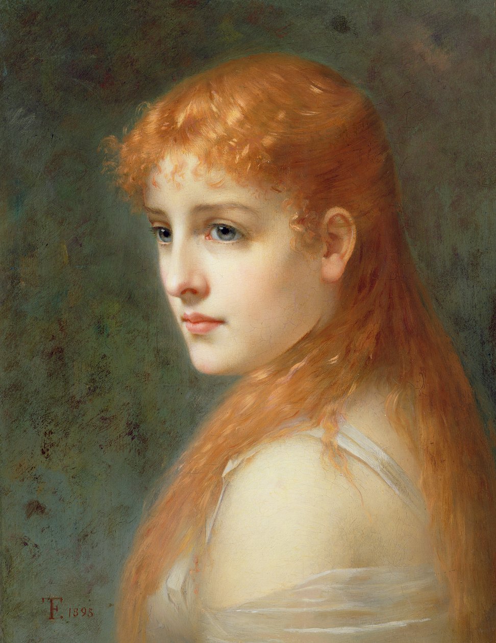 Ung pige med rødt hår, 1895 af Franz Thone