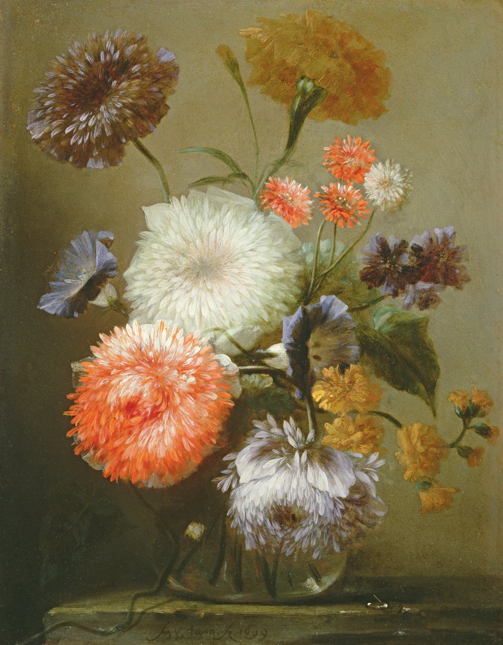 Stilleben af blomster, 1699 (olie på kobber) af Franz Werner Tamm