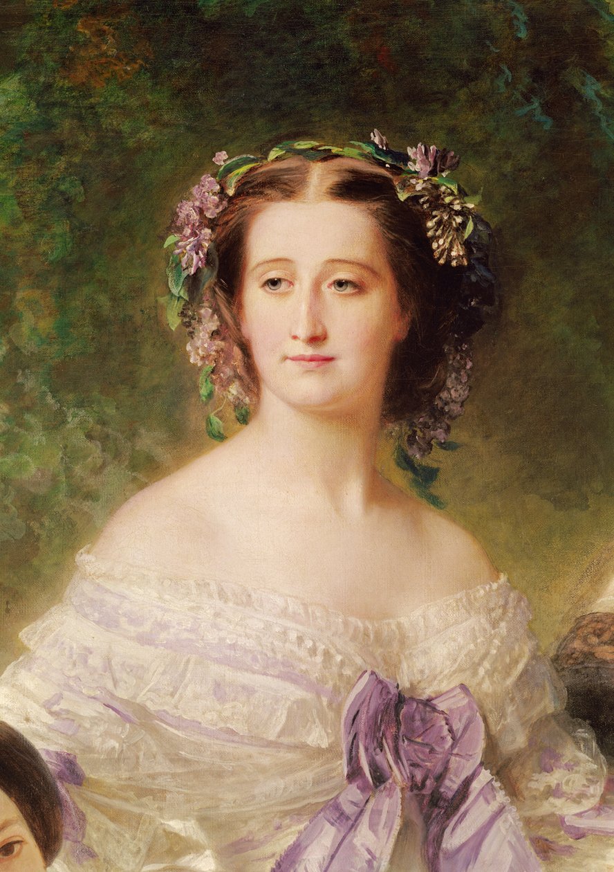 Kejserinde Eugenie (1826-1920) og hendes ventende damer, detalje af kejserinden, 1755 (detaljer fra 37015) af Franz Xaver Winterhalter