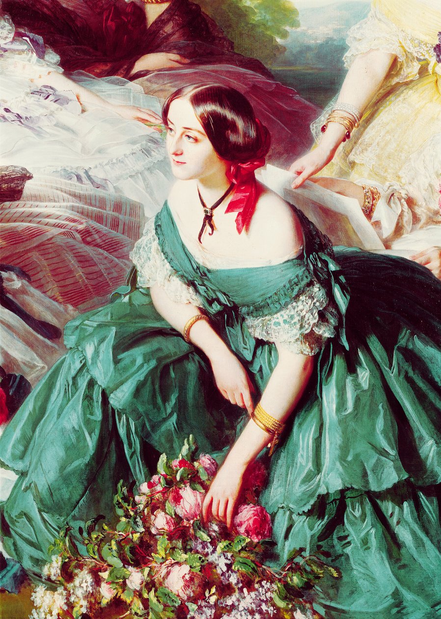 Kejserinde Eugenie og hendes ventende damer, detalje af Marquise of Montebello, 1855 af Franz Xaver Winterhalter