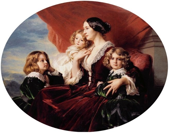 Portræt af Eliza Krasiska med børn af Franz Xaver Winterhalter