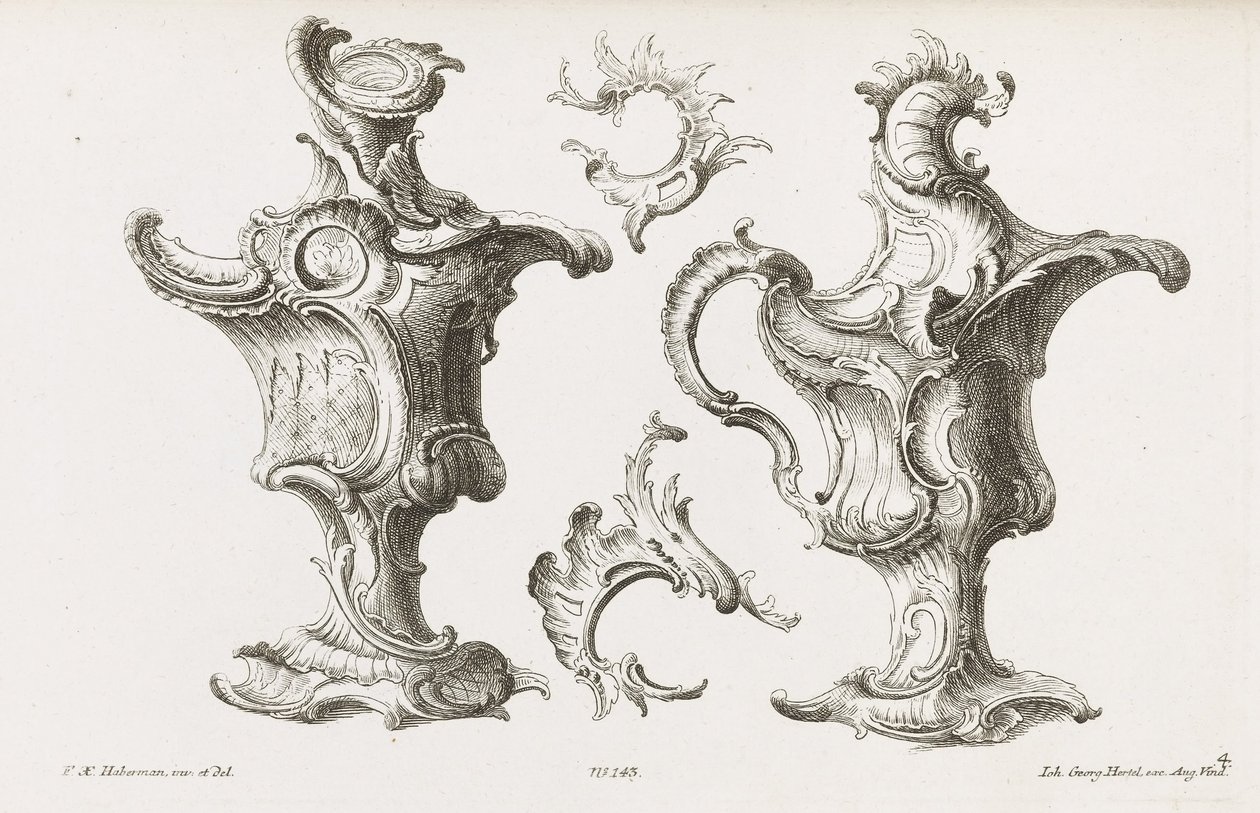 To designs til wer-formede ornamenter af Franz Xaver Habermann