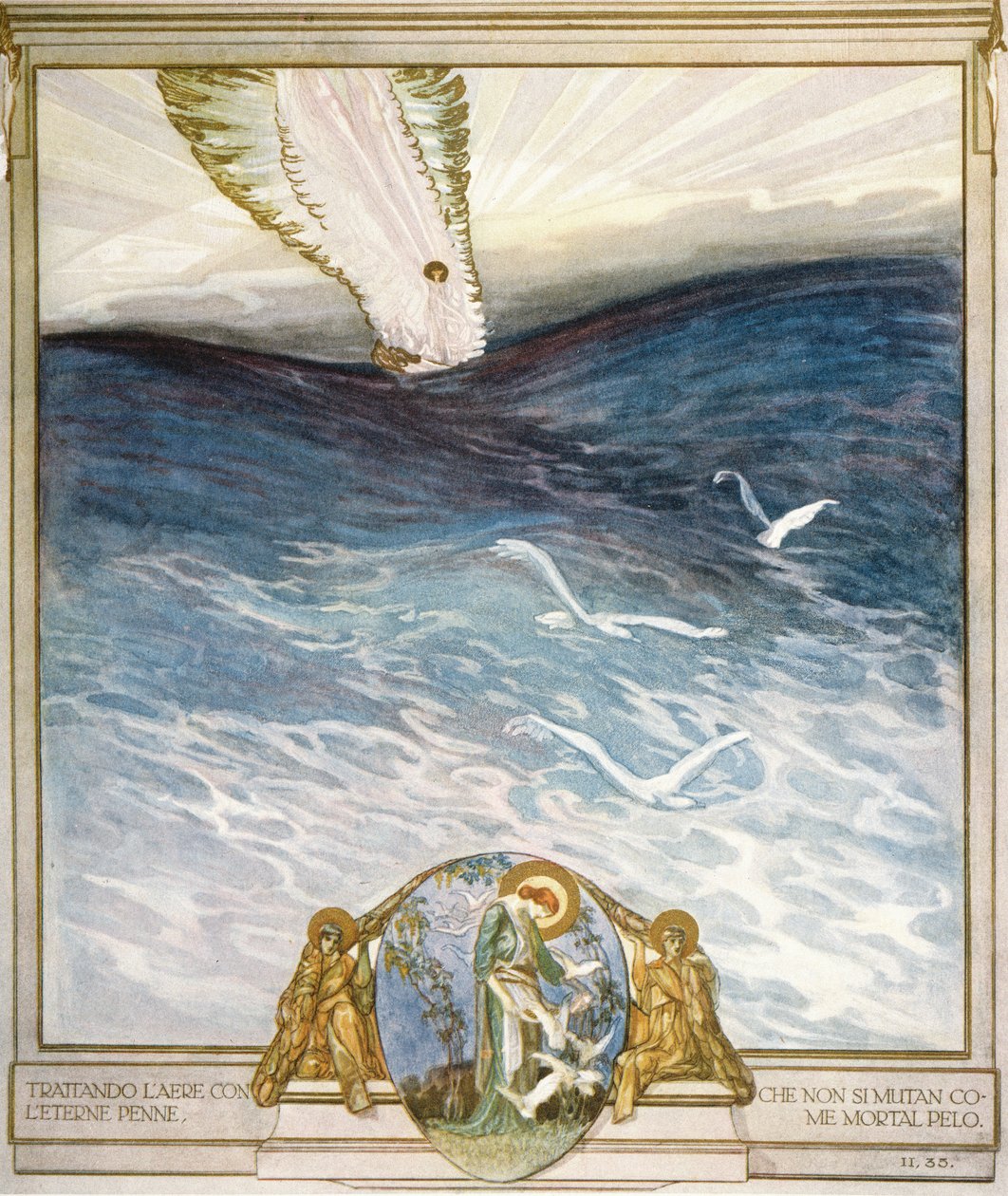 Illustration til Dantes "Den guddommelige komedie", Skærsilden, Canto II: 35, 1921 af Franz von Bayros