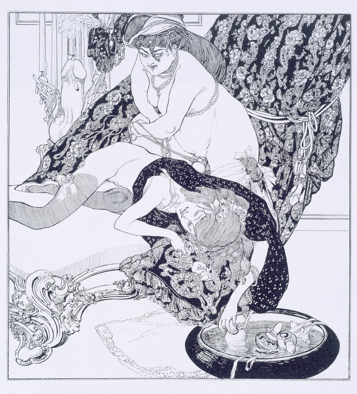 Gaflerne, planche 8 fra "La Grenouillere", 1912 af Franz von Bayros