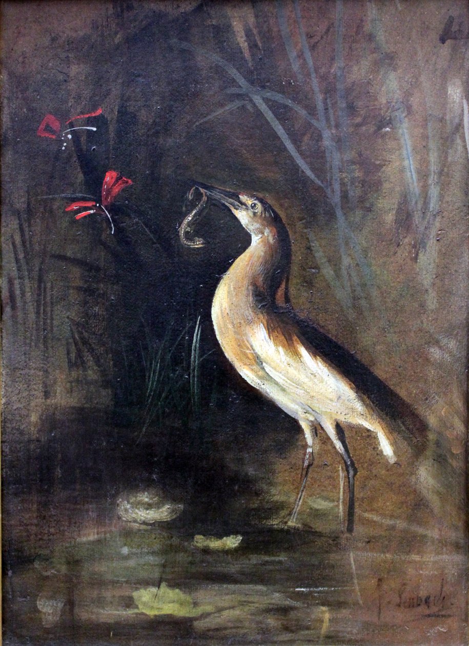 Heron and SalamandernTysk: Fischreiher und Salamandern Francais: Heron et Salamandern af Franz Seraph von Lenbach