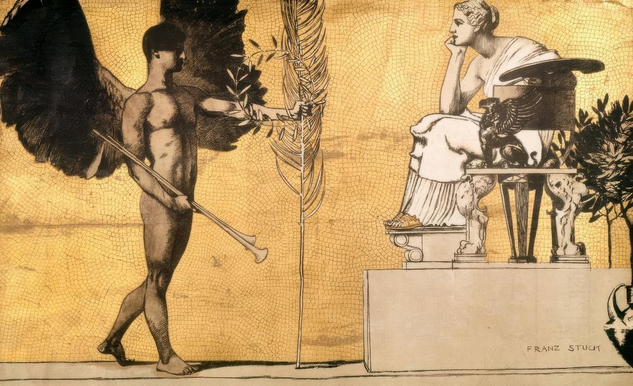 Allegori om maleri med herlighedsgeni af Franz von Stuck