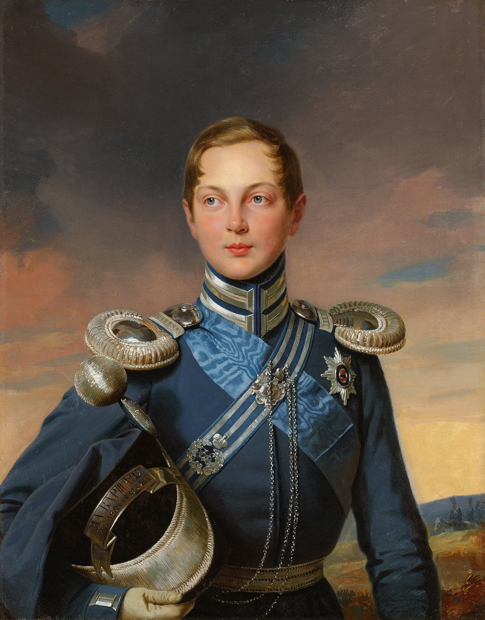 Portræt af Tsesarevitch Alexander Nikolaevich i uniform fra Atamansky kosakregimentet (olie på lærred) af Franz (after) Krüger