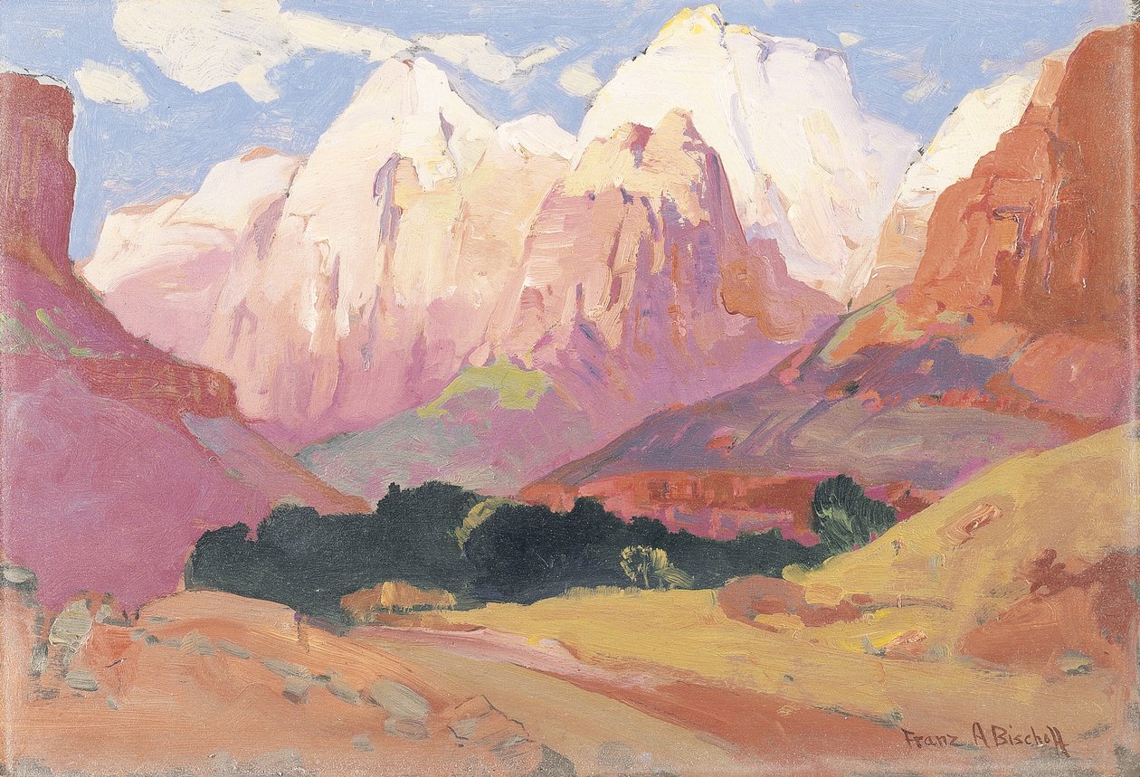 Grand Tetons (olie om bord) af Franz A. Bischoff