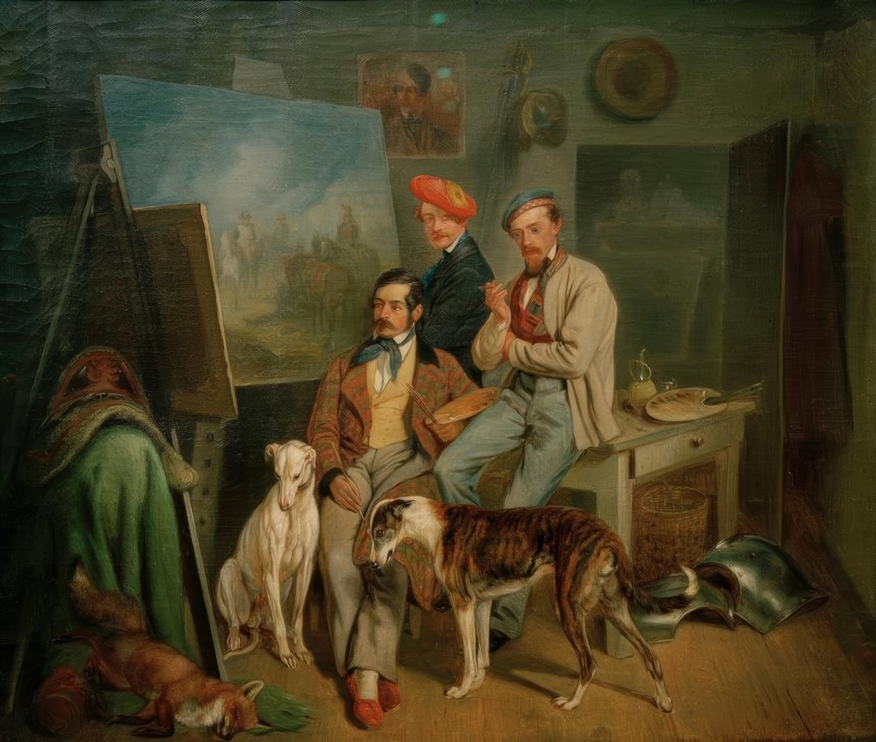 Brødrene Benno, Franz og Eugen Adam i studiet af Franz Adam