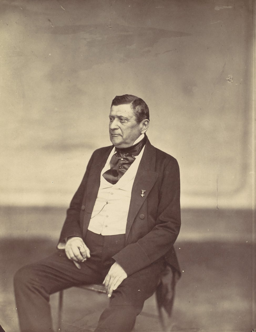 [Siddende mand i hvid vest og mørk frakke], 1850