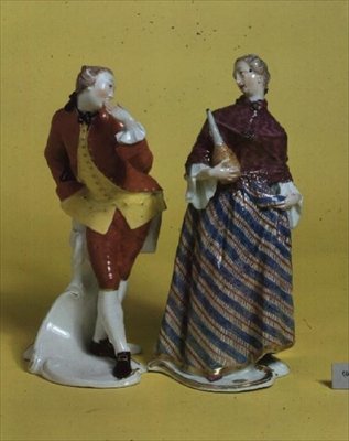 Commedia dellArte-figurer af Donna Martina og Octavio, Nymphenburg, ca.1760 (porcelæn) af Franz Anton Bustelli