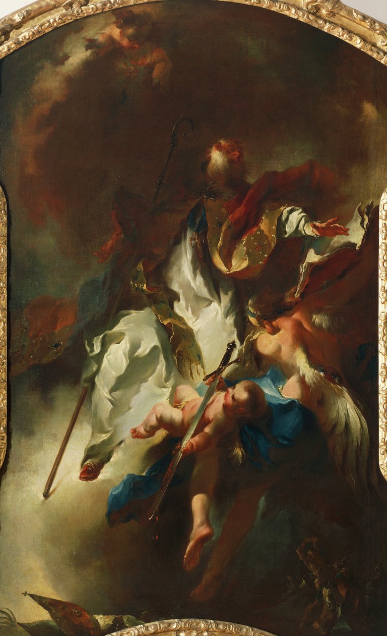 St. Narcissus in Glory, circa 1754, af Franz Anton Maulbertsch (1724-17969, olie på lærred af Franz Anton Maulbertsch