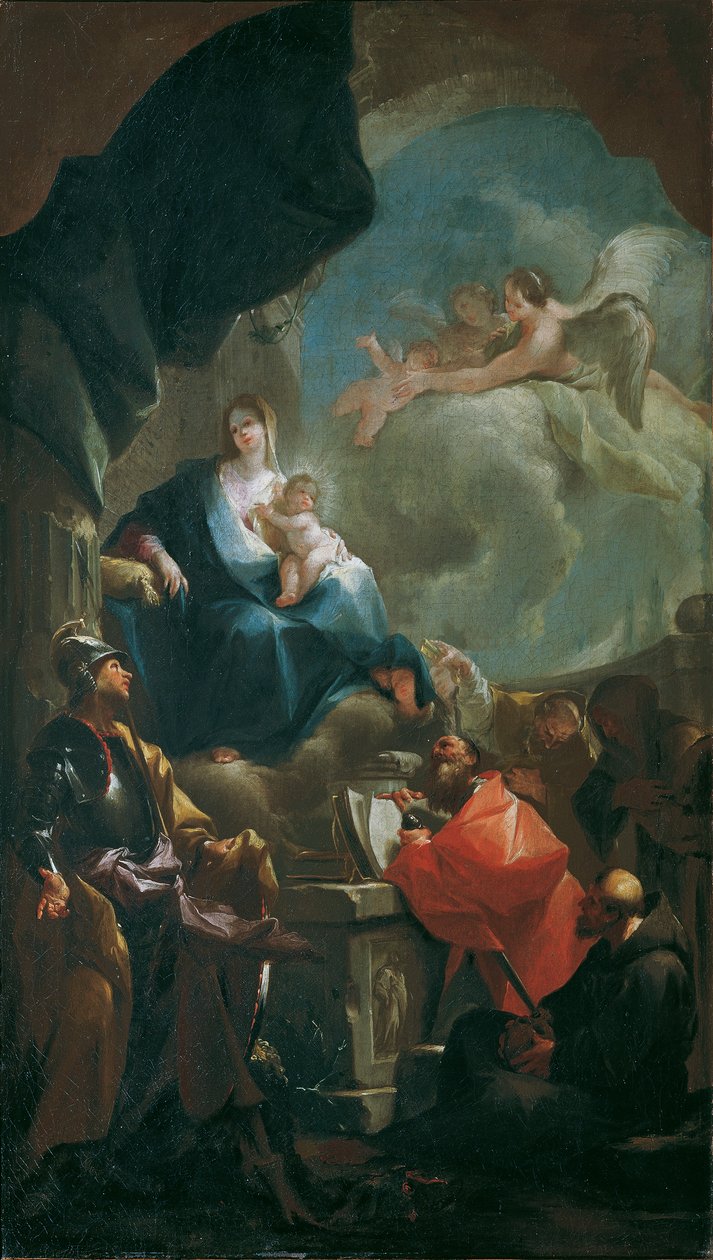 Madonna og barn troner, tilbedt af helgener af Franz Anton Palko