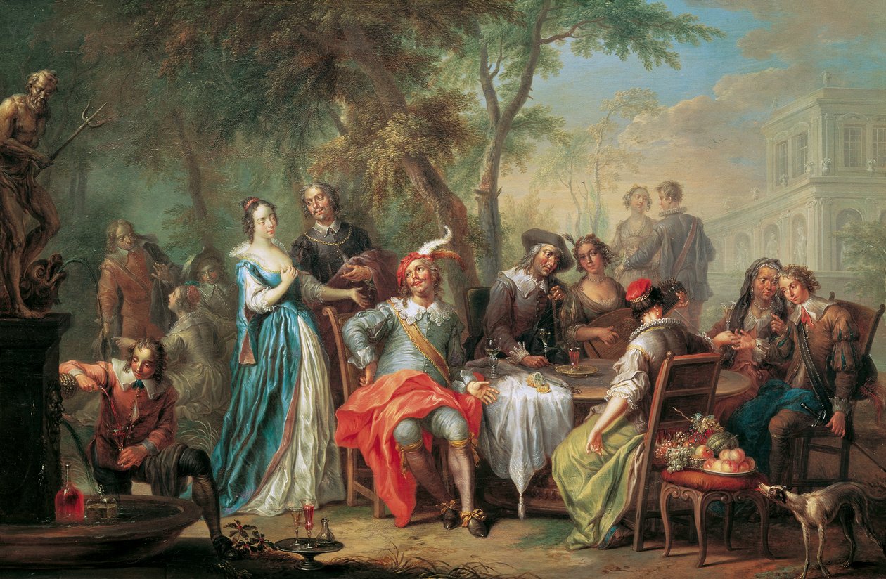 Udendørs underholdning med vin og sang af Franz Christoph Janneck