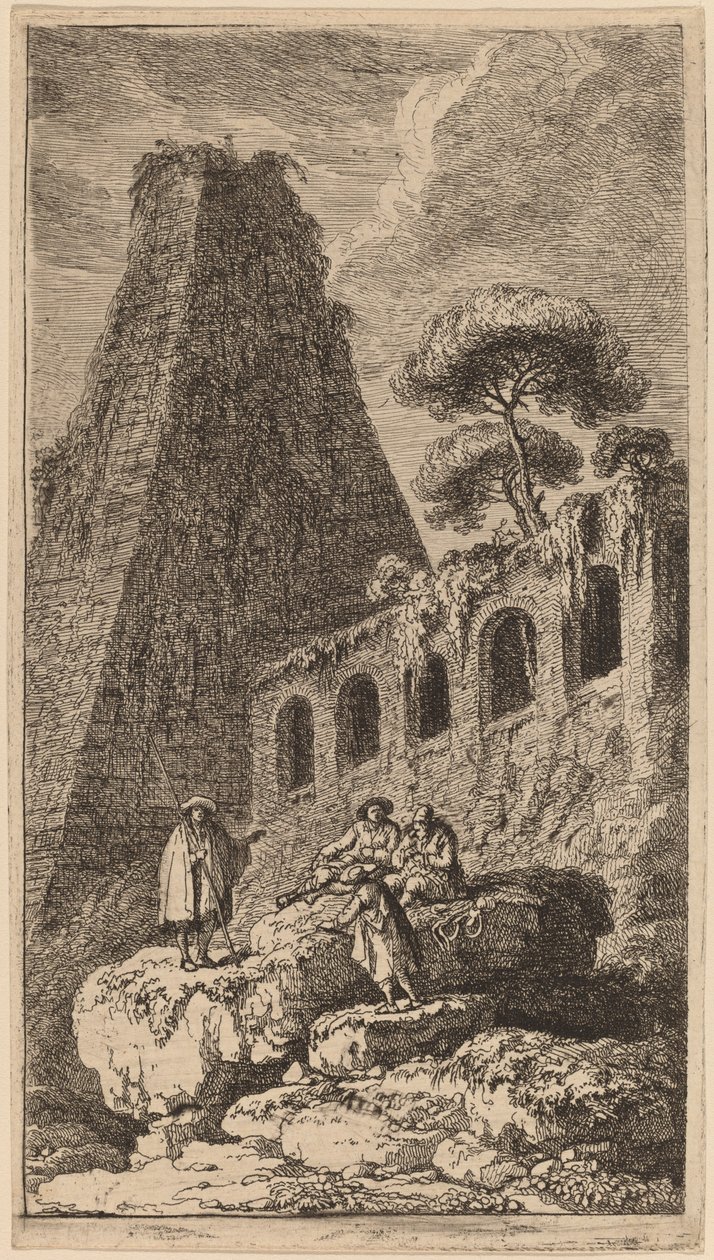 Pyramiden i Sesto nær St. Paulis porte i Rom af Franz Edmund Weirotter