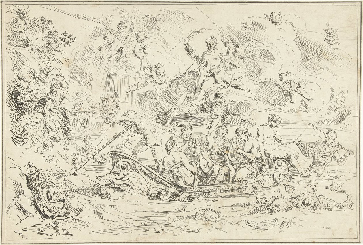 Apollo og Pan i en båd af Franz Ertinger