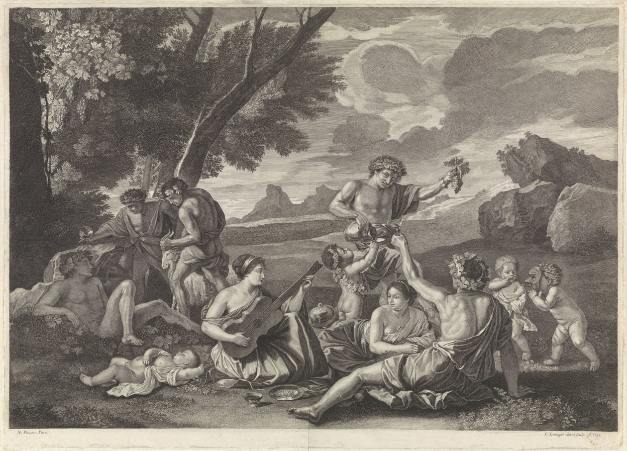 Landskab med Bacchantes af Franz Ertinger