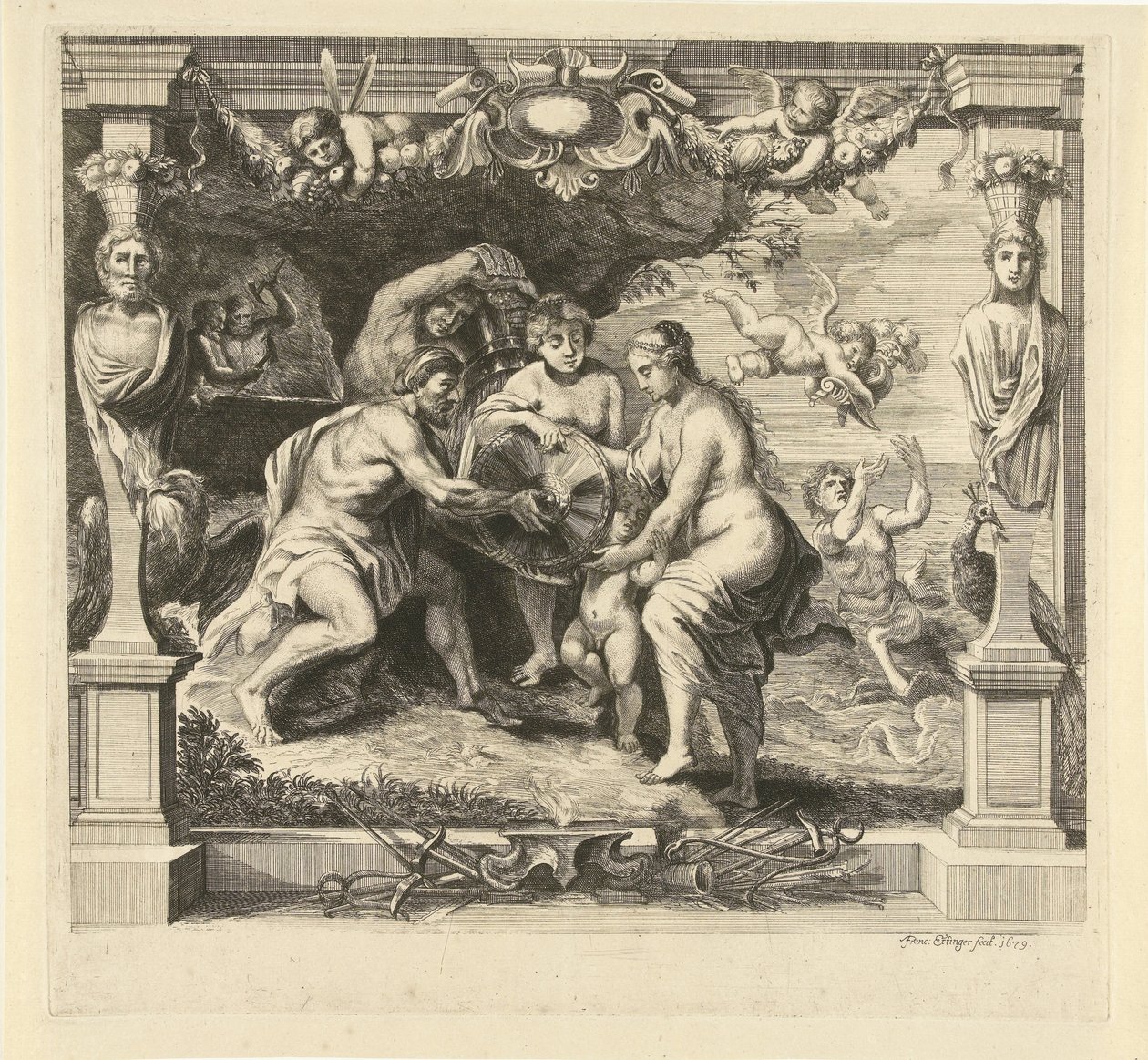 Thetis modtager våben fra Vulcan til Achilles Historien om Achilleus (serietitel) af Franz Ertinger